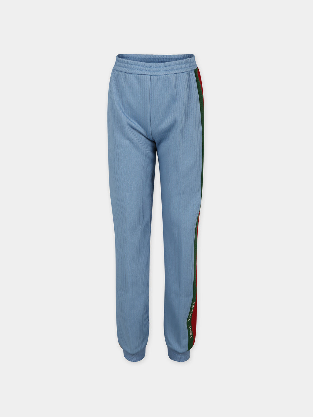 Light blue trousers for kids with Web detail
